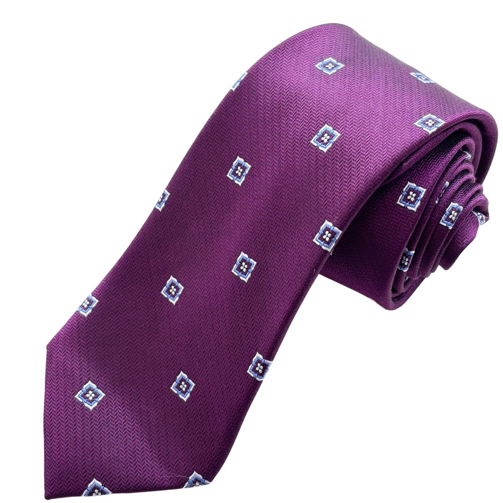 Jos A Bank Purple Tie All Silk Jacquard Woven NeckTie Preppy Business